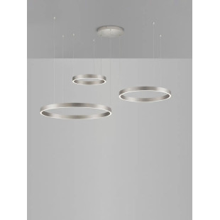 Lampa wisząca 3 ringi - ściemniacz triac Giotto 40/60/80cm LED 3000K szczotkowany srebrny