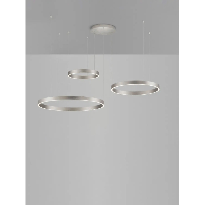 Lampa wisząca 3 ringi - ściemniacz triac Giotto 40/60/80cm LED 3000K szczotkowany srebrny