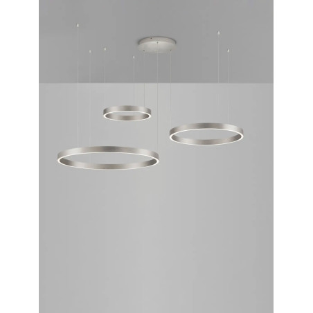 Lampa wisząca 3 ringi - ściemniacz triac Giotto 40/60/80cm LED 3000K szczotkowany srebrny