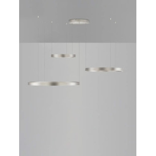 Lampa wisząca 3 ringi - ściemniacz triac Giotto 40/60/80cm LED 3000K szczotkowany srebrny