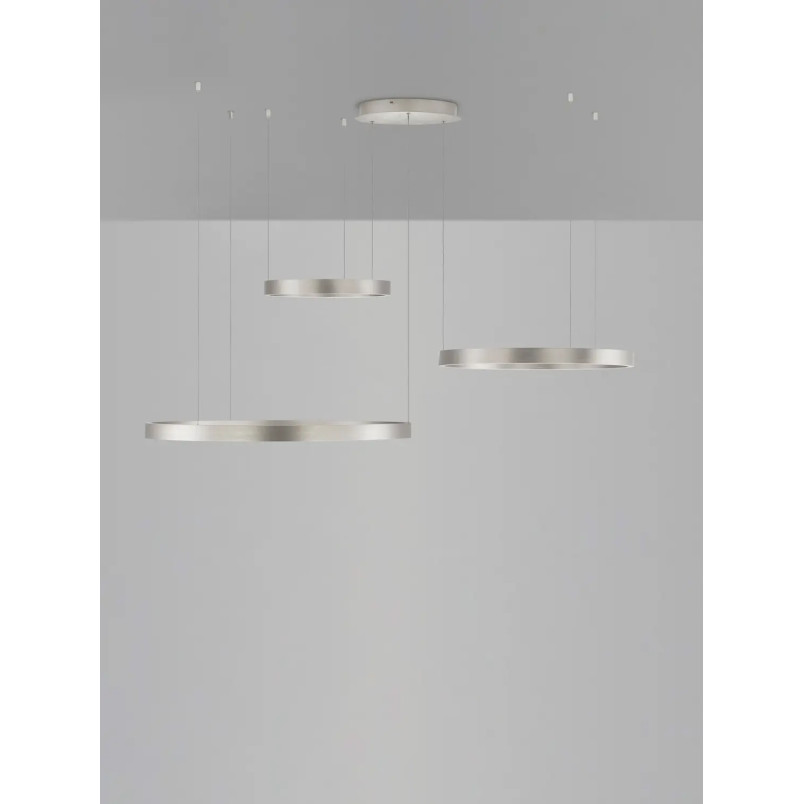 Lampa wisząca 3 ringi - ściemniacz triac Giotto 40/60/80cm LED 3000K szczotkowany srebrny
