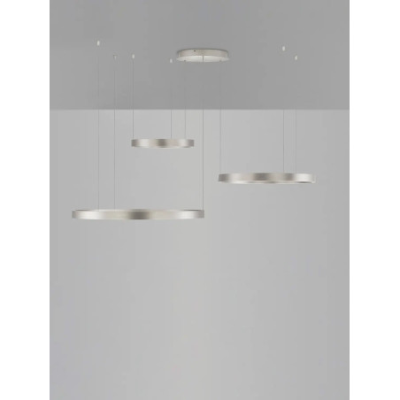 Lampa wisząca 3 ringi - ściemniacz triac Giotto 40/60/80cm LED 3000K szczotkowany srebrny