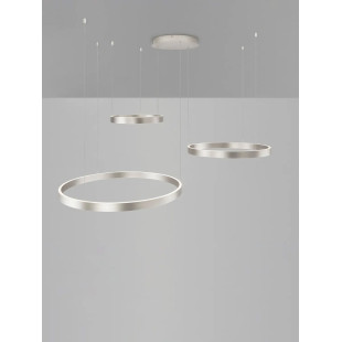 Lampa wisząca 3 ringi - ściemniacz triac Giotto 40/60/80cm LED 3000K szczotkowany srebrny