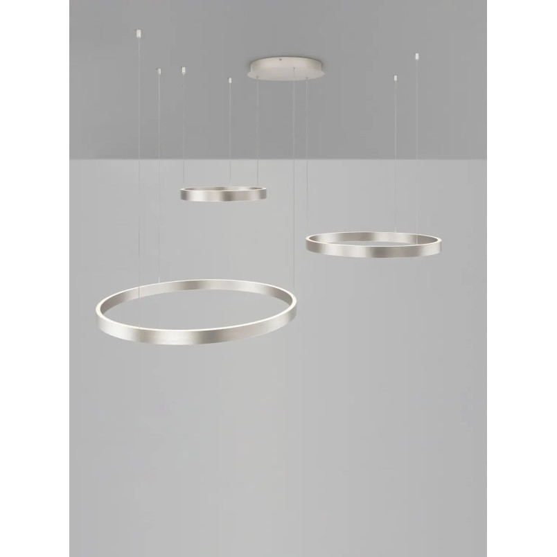 Lampa wisząca 3 ringi - ściemniacz triac Giotto 40/60/80cm LED 3000K szczotkowany srebrny