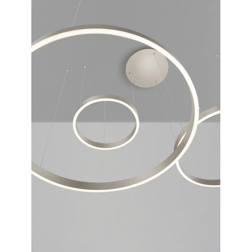 Lampa wisząca 3 ringi - ściemniacz triac Giotto 40/60/80cm LED 3000K szczotkowany srebrny