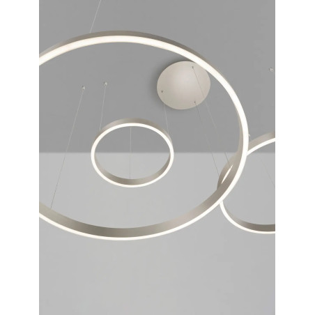 Lampa wisząca 3 ringi - ściemniacz triac Giotto 40/60/80cm LED 3000K szczotkowany srebrny