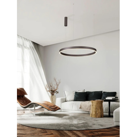 Lampa wisząca okrągła ring - ściemniacz triac Giotto 80cm LED 3000K szczotkowany brąz