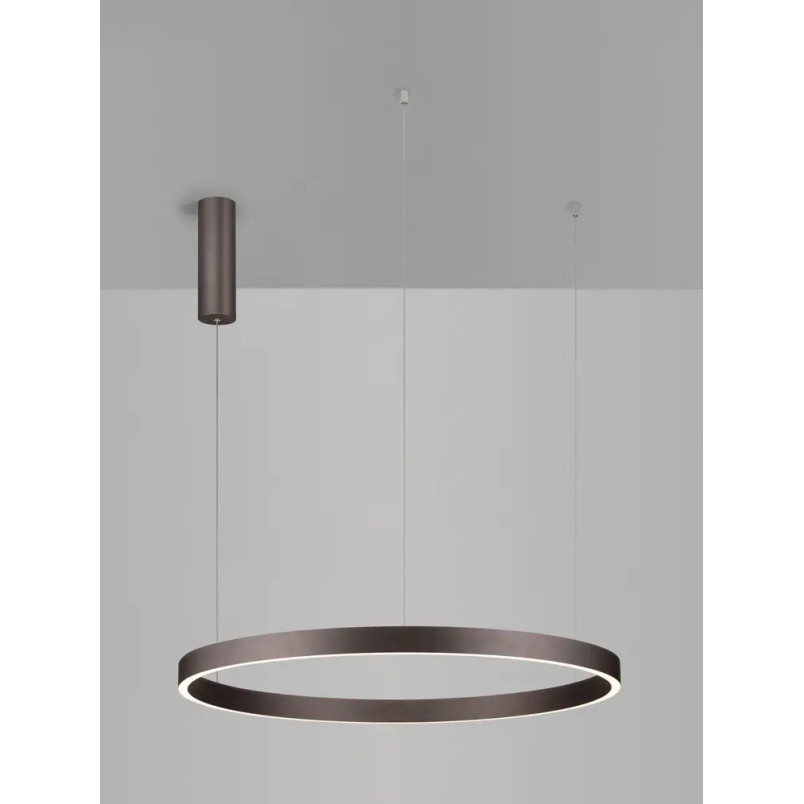 Lampa wisząca okrągła ring - ściemniacz triac Giotto 80cm LED 3000K szczotkowany brąz