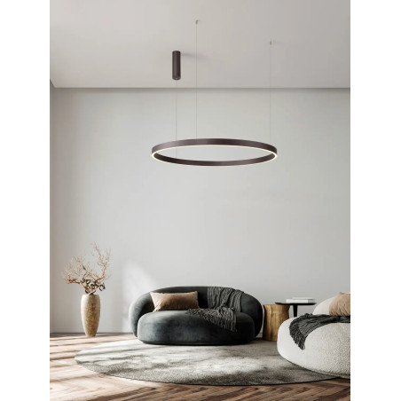 Lampa wisząca okrągła ring - ściemniacz triac Giotto 98cm LED 3000K szczotkowany brąz