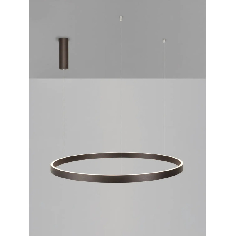 Lampa wisząca okrągła ring - ściemniacz triac Giotto 98cm LED 3000K szczotkowany brąz