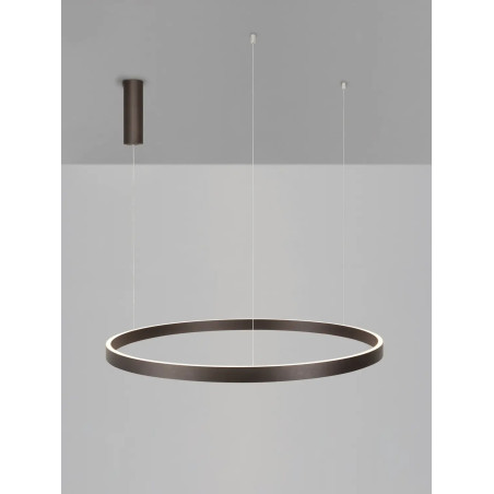 Lampa wisząca okrągła ring - ściemniacz triac Giotto 98cm LED 3000K szczotkowany brąz
