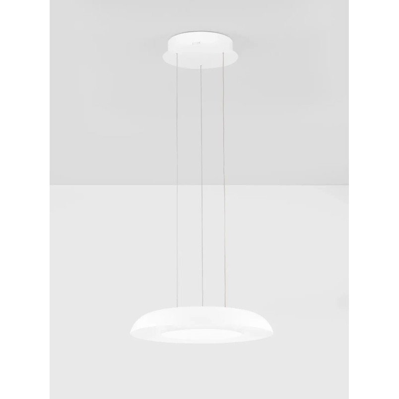 Lampa wisząca modern z płaskim kloszem Supino 40cm LED 2700-4000K biała
