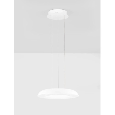 Lampa wisząca modern z płaskim kloszem Supino 40cm LED 2700-4000K biała