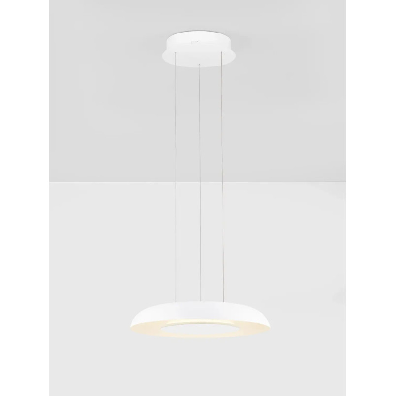 Lampa wisząca modern z płaskim kloszem Supino 40cm LED 2700-4000K biała