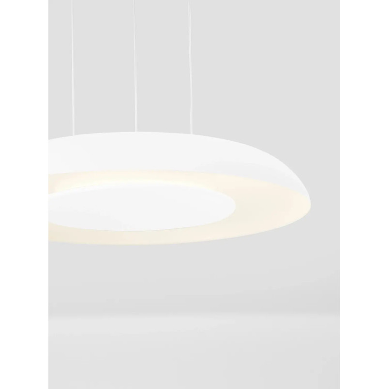 Lampa wisząca modern z płaskim kloszem Supino 40cm LED 2700-4000K biała
