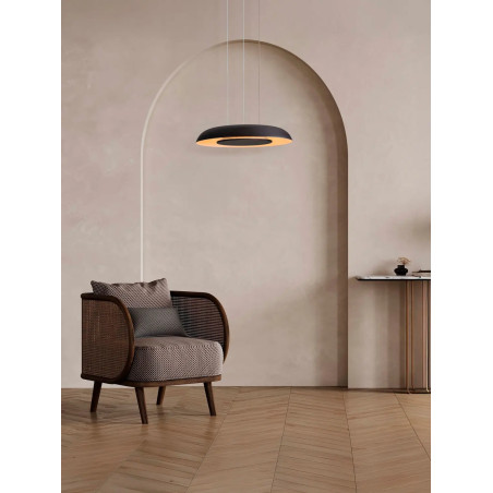 Lampa wisząca modern z płaskim kloszem Supino 40cm LED 2700-4000K czarno-biała