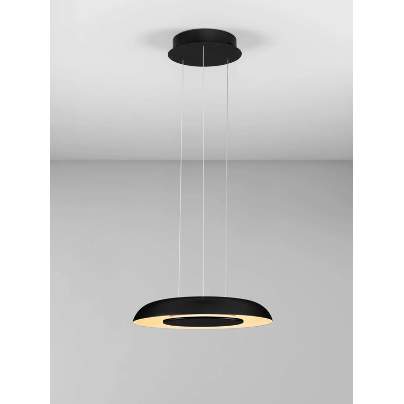 Lampa wisząca modern z płaskim kloszem Supino 40cm LED 2700-4000K czarno-biała