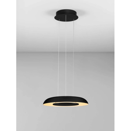 Lampa wisząca modern z płaskim kloszem Supino 40cm LED 2700-4000K czarno-biała