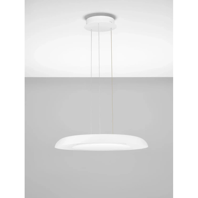 Lampa wisząca modern z płaskim kloszem Supino 60cm LED 2700-4000K biała