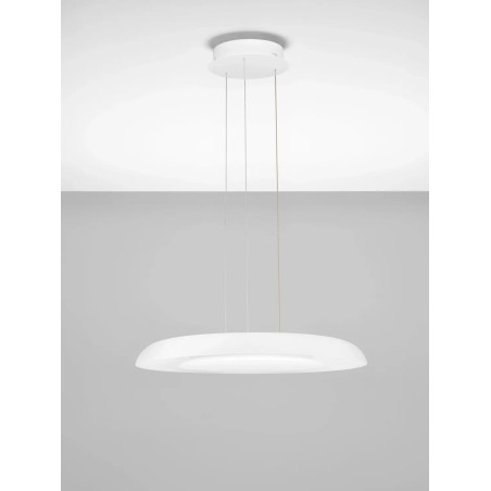 Lampa wisząca modern z płaskim kloszem Supino 60cm LED 2700-4000K biała