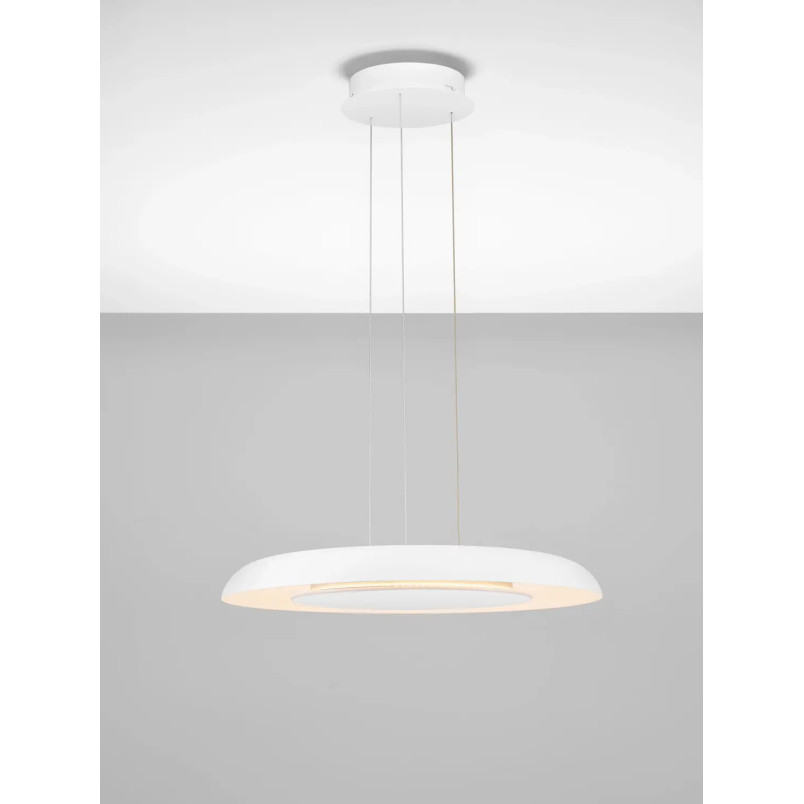 Lampa wisząca modern z płaskim kloszem Supino 60cm LED 2700-4000K biała