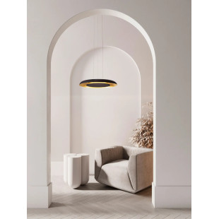 Lampa wisząca modern z płaskim kloszem Supino 60cm LED 2700-4000K czarny / szczotkowane złoto