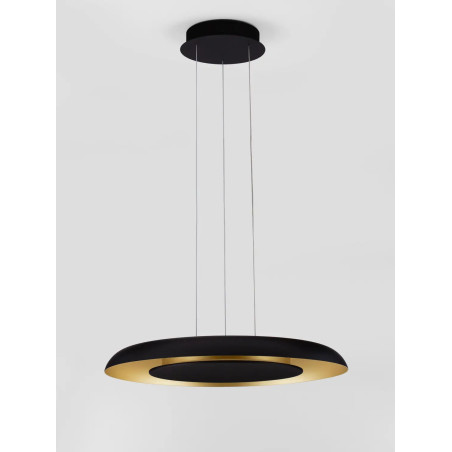 Lampa wisząca modern z płaskim kloszem Supino 60cm LED 2700-4000K czarny / szczotkowane złoto