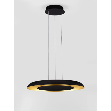 Lampa wisząca modern z płaskim kloszem Supino 60cm LED 2700-4000K czarny / szczotkowane złoto