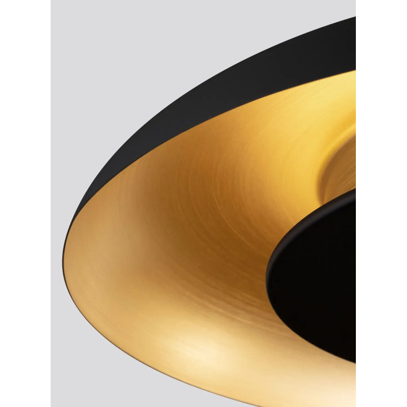 Lampa wisząca modern z płaskim kloszem Supino 60cm LED 2700-4000K czarny / szczotkowane złoto