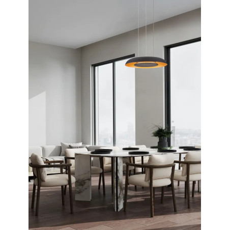 Lampa wisząca modern z płaskim kloszem Supino 40cm LED 2700-4000K czarny / szczotkowane złoto