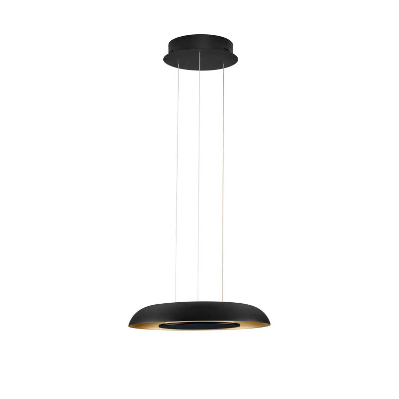 Lampa wisząca modern z płaskim kloszem Supino 40cm LED 2700-4000K czarny / szczotkowane złoto