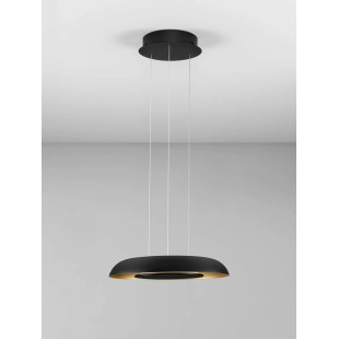 Lampa wisząca modern z płaskim kloszem Supino 40cm LED 2700-4000K czarny / szczotkowane złoto