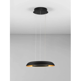 Lampa wisząca modern z płaskim kloszem Supino 40cm LED 2700-4000K czarny / szczotkowane złoto