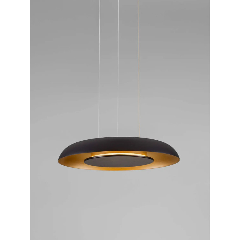Lampa wisząca modern z płaskim kloszem Supino 40cm LED 2700-4000K czarny / szczotkowane złoto
