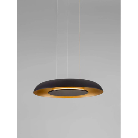 Lampa wisząca modern z płaskim kloszem Supino 40cm LED 2700-4000K czarny / szczotkowane złoto