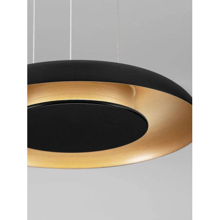 Lampa wisząca modern z płaskim kloszem Supino 40cm LED 2700-4000K czarny / szczotkowane złoto