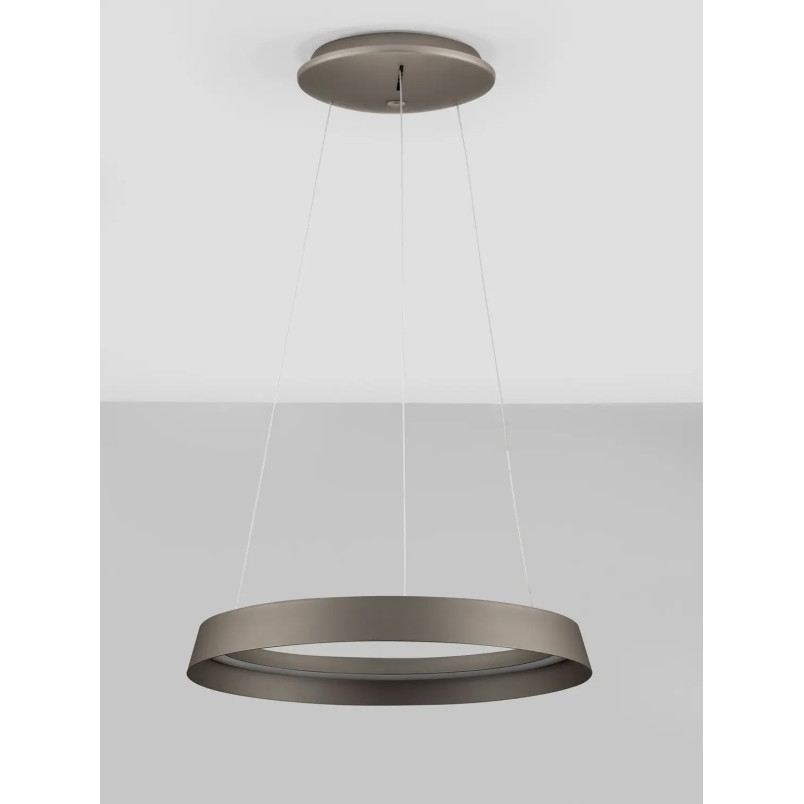 Lampa wisząca okrągła ze ściemniaczem Arpino 45cm LED 2700-3000K szampański brąz