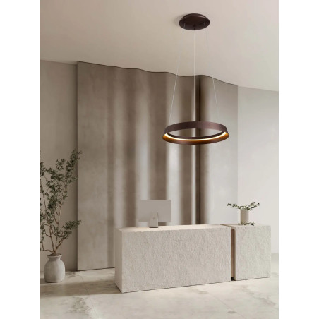 Lampa wisząca okrągła ze ściemniaczem Arpino 45cm LED 2700-3000K szczotkowany brąz - coffee