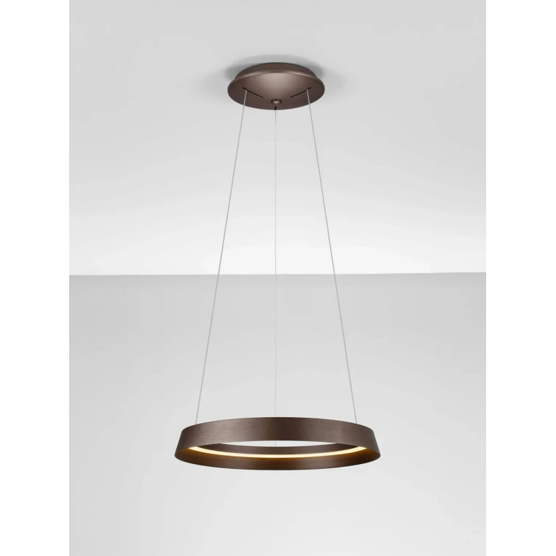 Lampa wisząca okrągła ze ściemniaczem Arpino 45cm LED 2700-3000K szczotkowany brąz - coffee