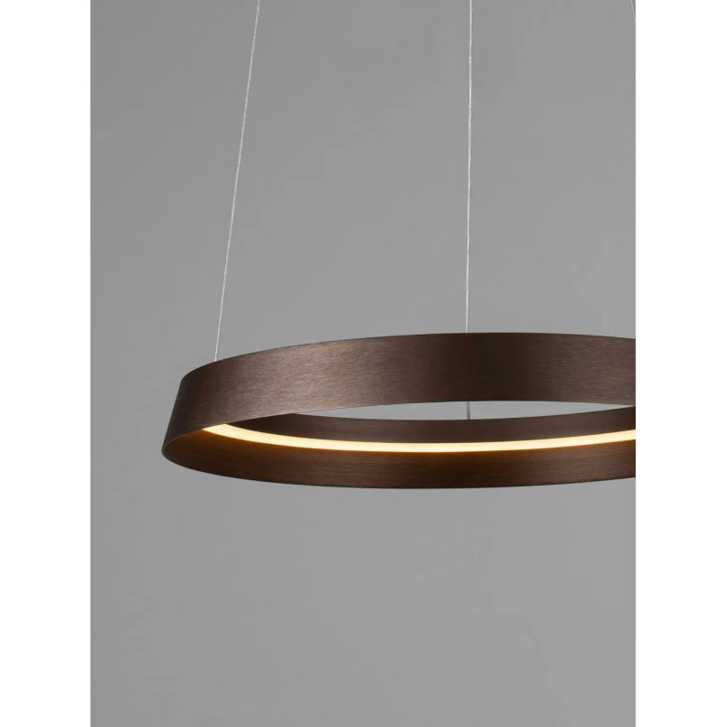 Lampa wisząca okrągła ze ściemniaczem Arpino 45cm LED 2700-3000K szczotkowany brąz - coffee
