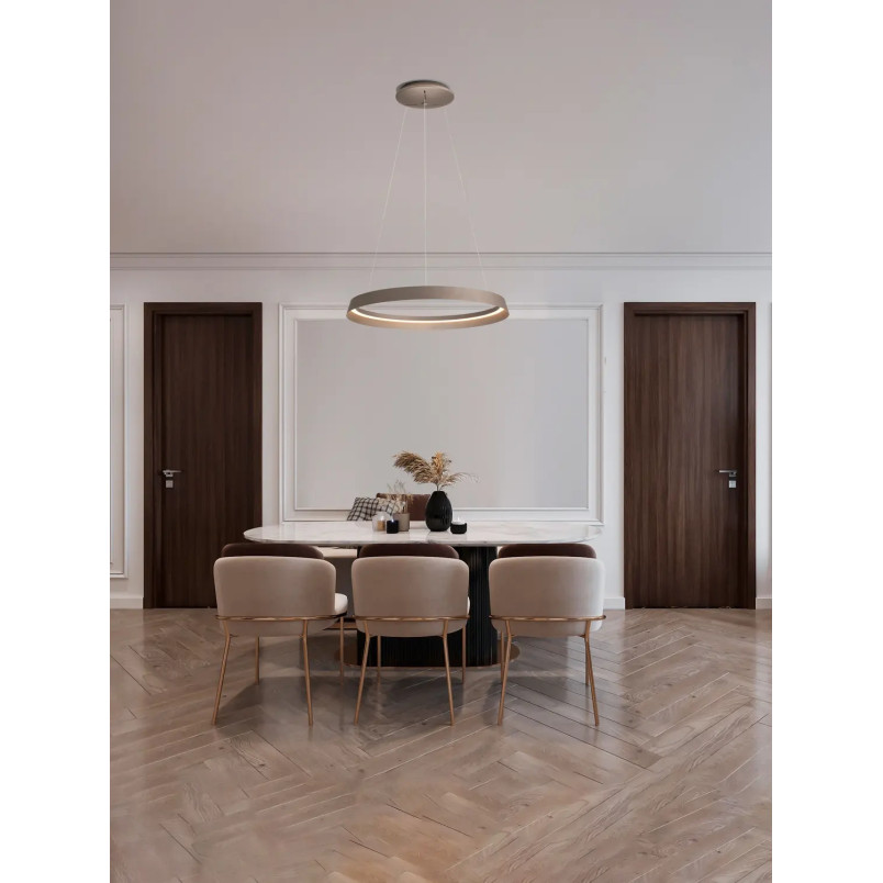Lampa wisząca okrągła ze ściemniaczem Arpino 60cm LED 2700-3000K szampański brąz