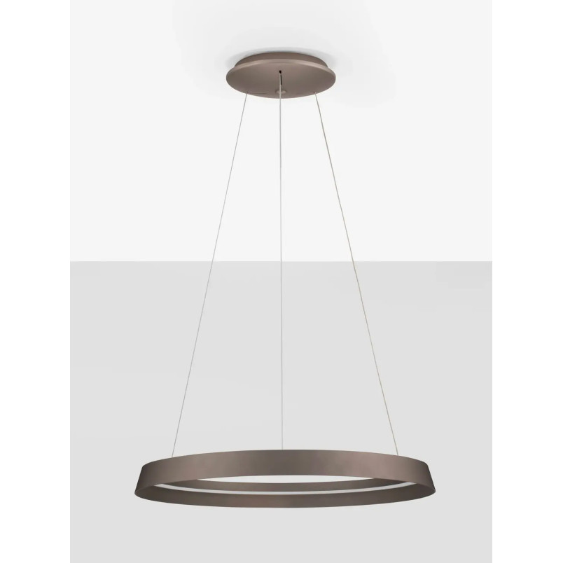 Lampa wisząca okrągła ze ściemniaczem Arpino 60cm LED 2700-3000K szampański brąz