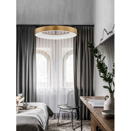 Lampa wisząca ring - ściemniacz triac Surdo Thin 60cm LED 3000K szczotkowane złoto