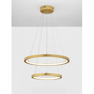 Lampa wisząca 2 okręgi - ściemniacz triac Baffi 40/60cm LED 3000K złoty mosiądz