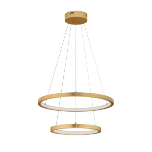 Lampa wisząca 2 okręgi - ściemniacz triac Baffi 40/60cm LED 3000K złoty mosiądz