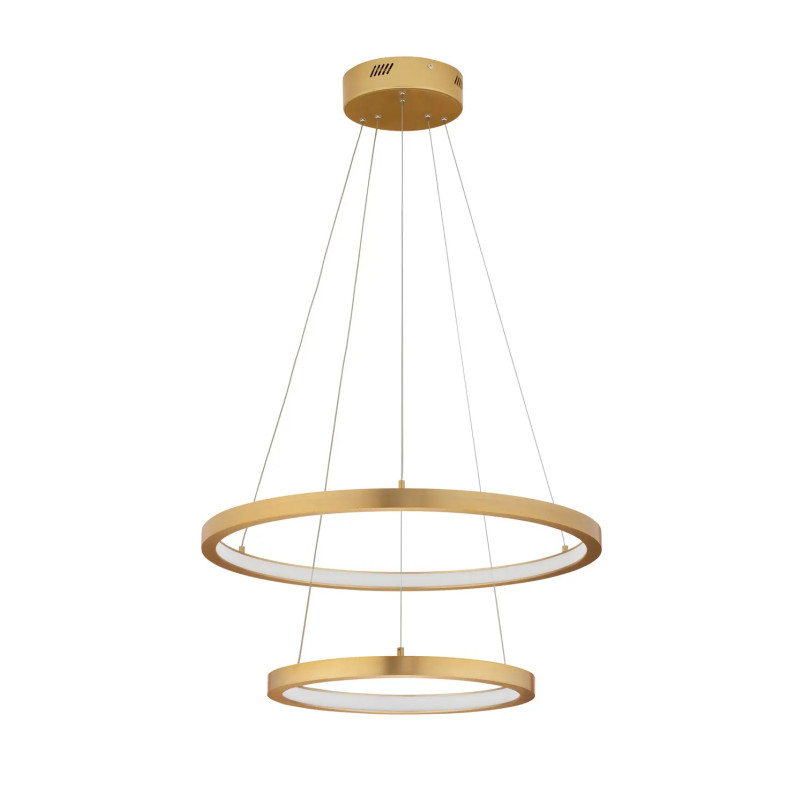Lampa wisząca 2 okręgi - ściemniacz triac Baffi 40/60cm LED 3000K złoty mosiądz