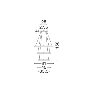 Lampa wisząca 3 okręgi Pirrot 35,5/45/61cm LED 3000K pozłacana