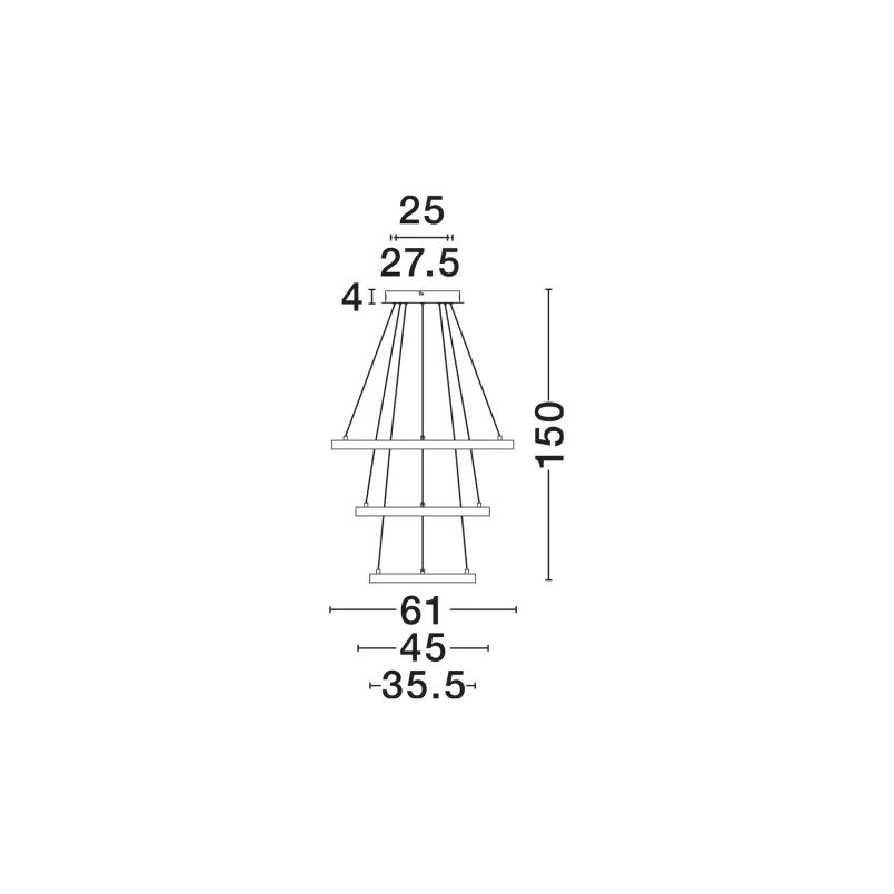 Lampa wisząca 3 okręgi Pirrot 35,5/45/61cm LED 3000K pozłacana