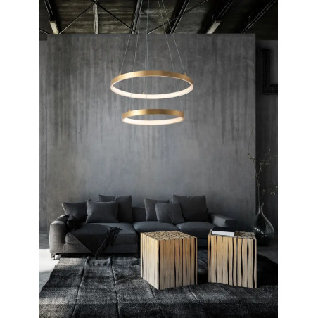 Lampa wisząca 2 okręgi Pirrot 44/60cm LED 3000K pozłacana