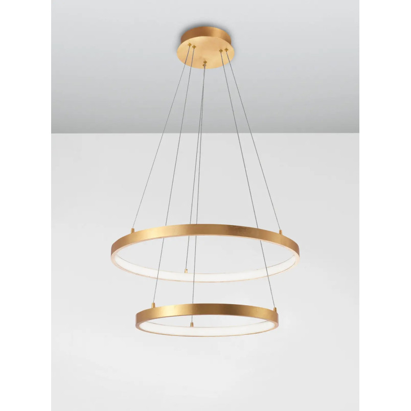 Lampa wisząca 2 okręgi Pirrot 44/60cm LED 3000K pozłacana